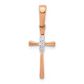 14k Rose Gold .03 carat Diamond Cross Pendant