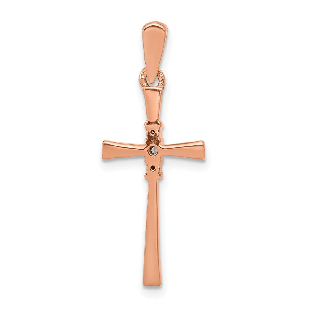 14k Rose Gold 1/20 carat Diamond Cross Pendant