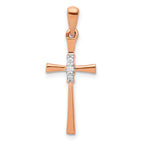 14k Rose Gold 1/20 carat Diamond Cross Pendant
