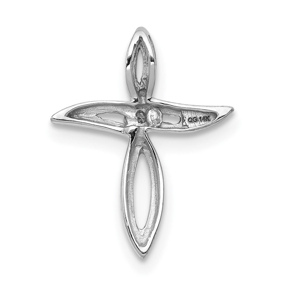 14k White Gold AA Diamond Cross Chain Slide