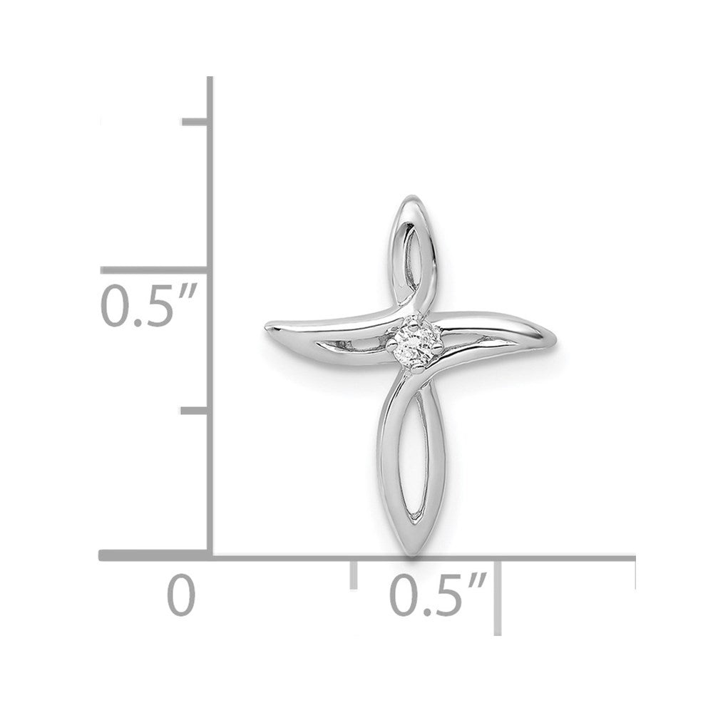14k White Gold AA Diamond Cross Chain Slide