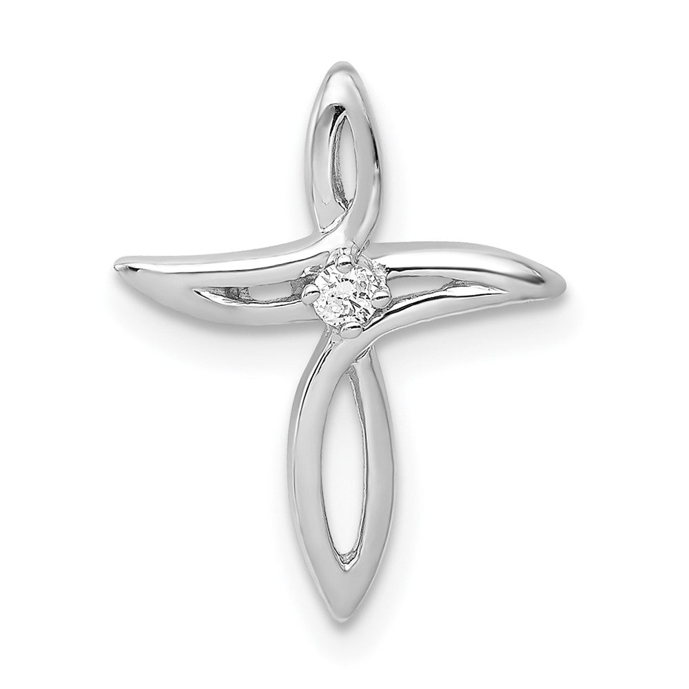 14k White Gold AA Diamond Cross Chain Slide
