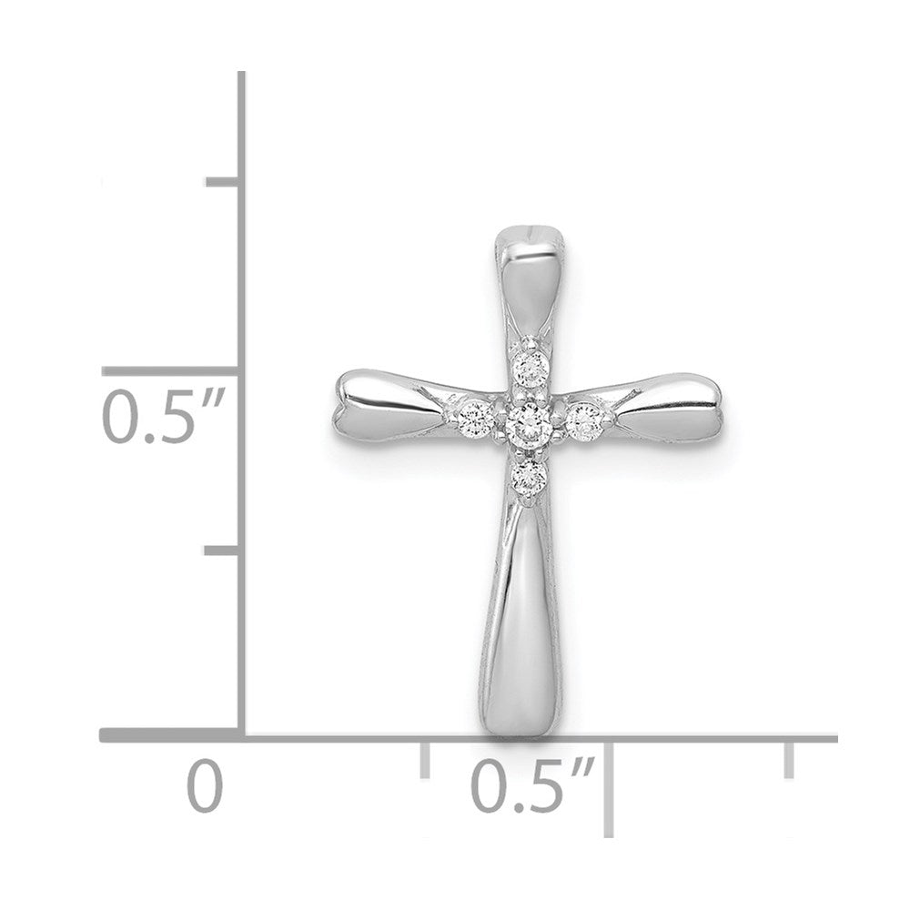 14k White Gold 1/20 carat Diamond 5-Stone Cross Chain Slide