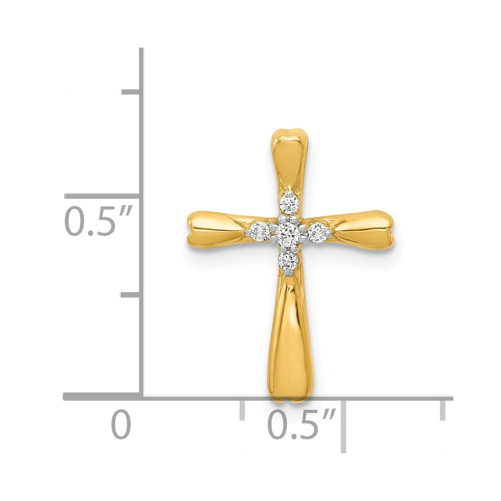 14k 1/20 carat Diamond 5-Stone Cross Chain Slide