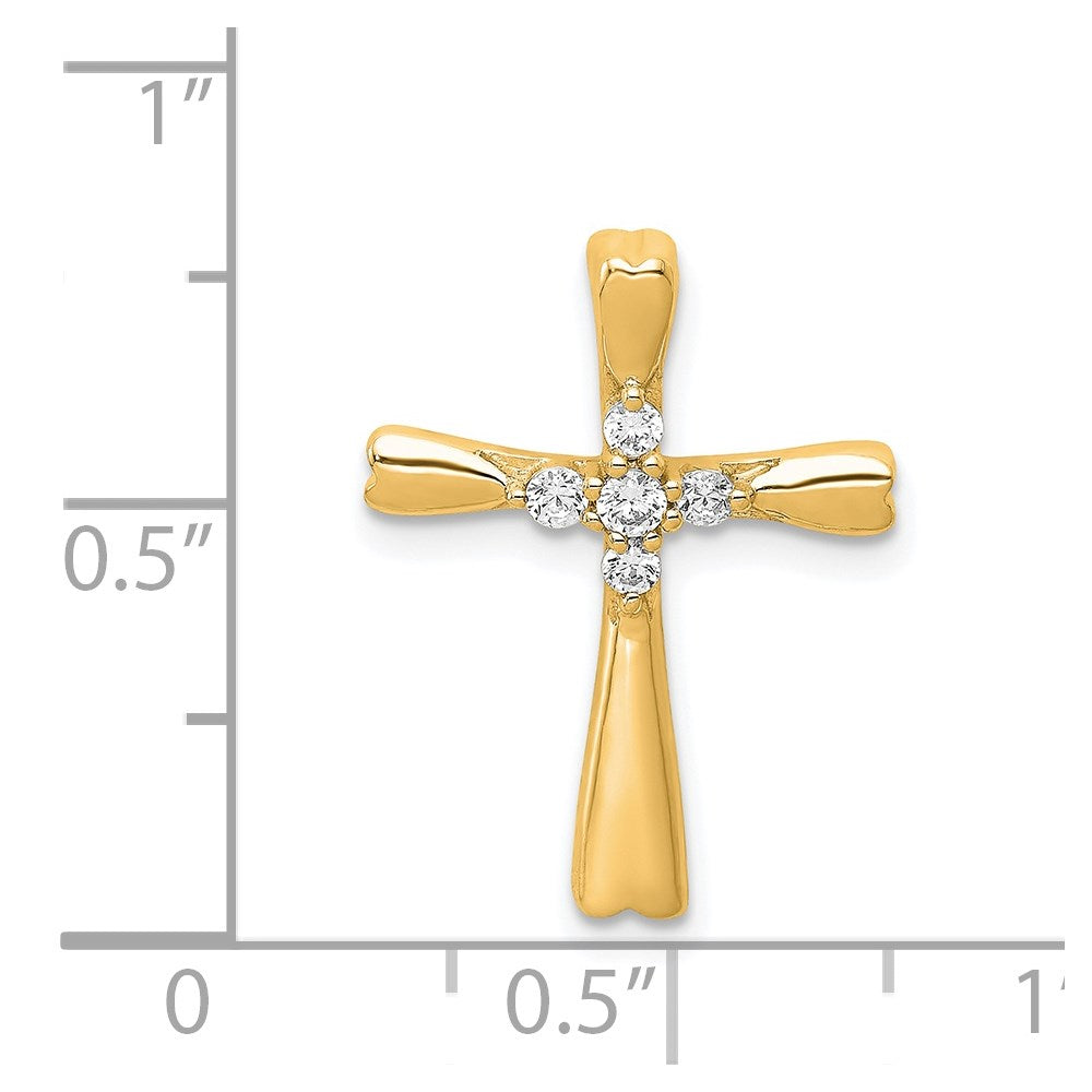 14k 1/6 carat Diamond 5-Stone Cross Chain Slide