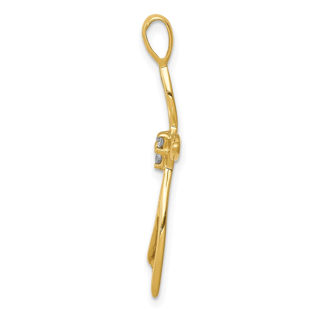 14k 3-Stone AA Diamond Cross Pendant
