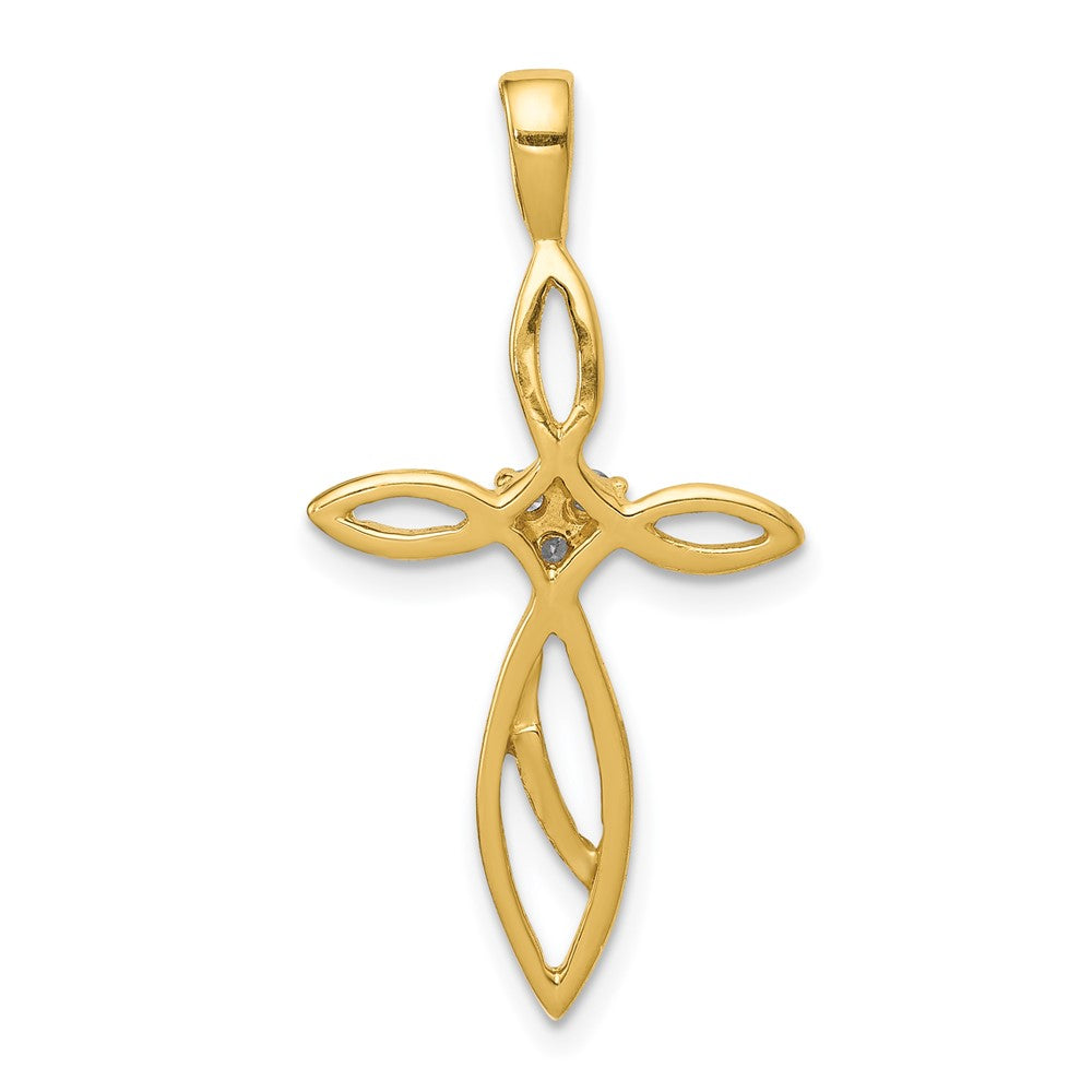 14k 3-Stone AA Diamond Cross Pendant