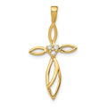14k 3-Stone AA Diamond Cross Pendant