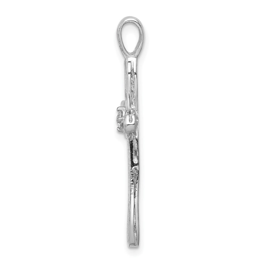 14k White Gold AA Diamond Loop Cross Pendant