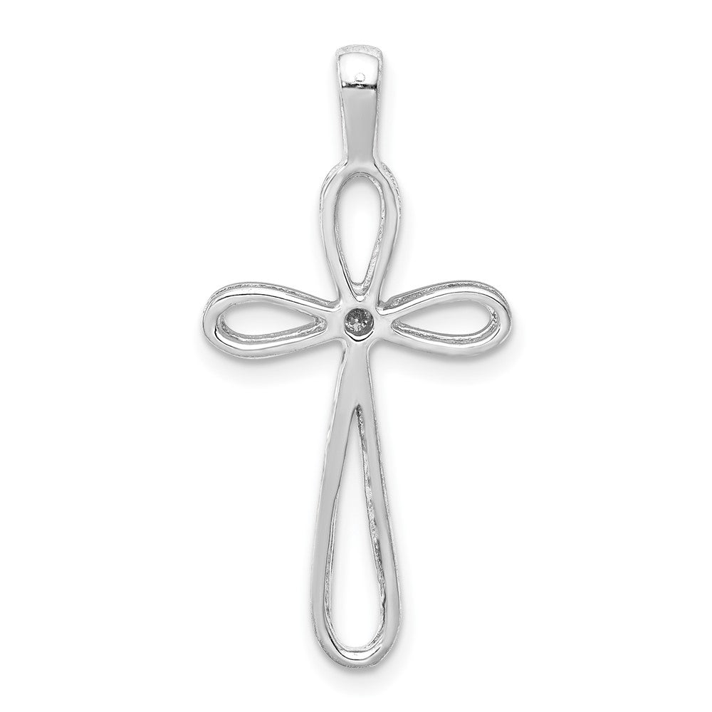 14k White Gold AA Diamond Loop Cross Pendant