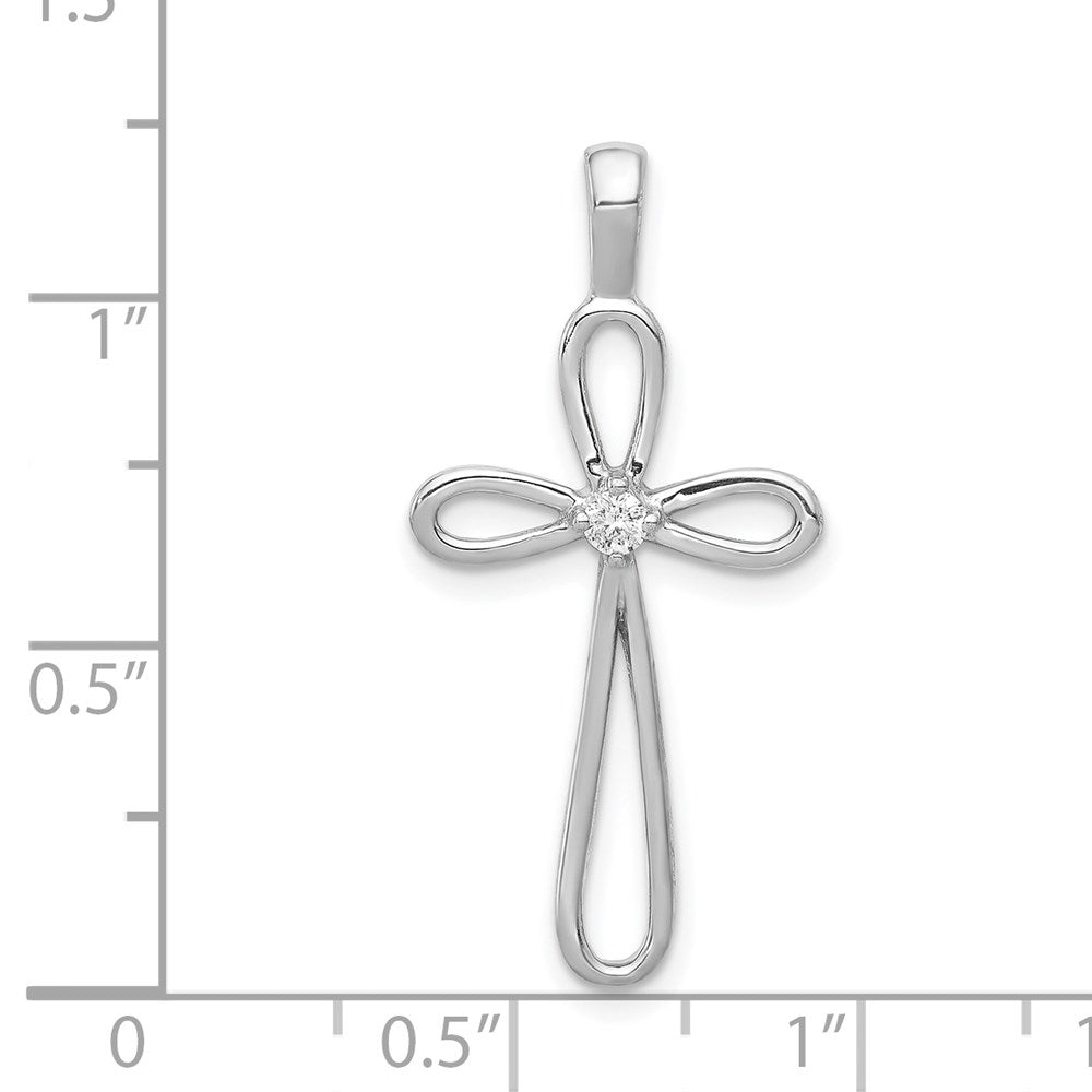 14k White Gold AA Diamond Loop Cross Pendant