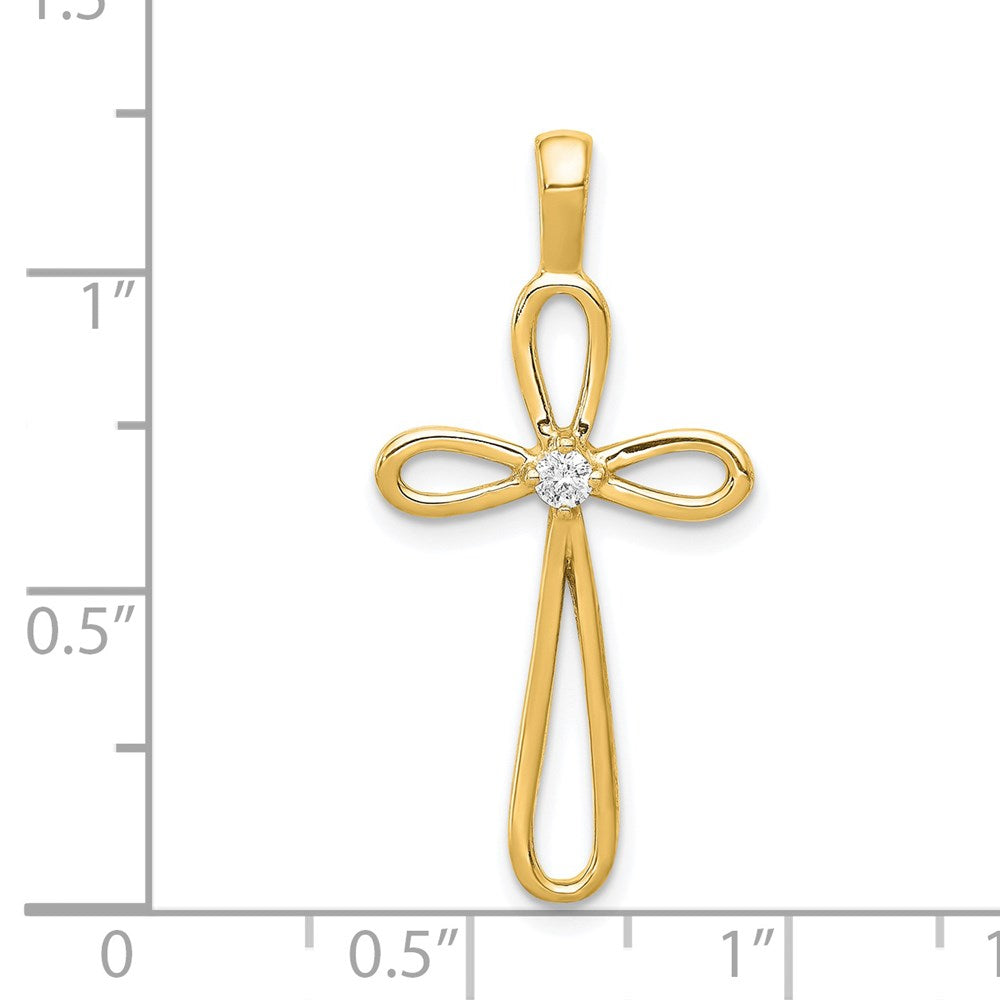 14k AA Diamond Loop Cross Pendant
