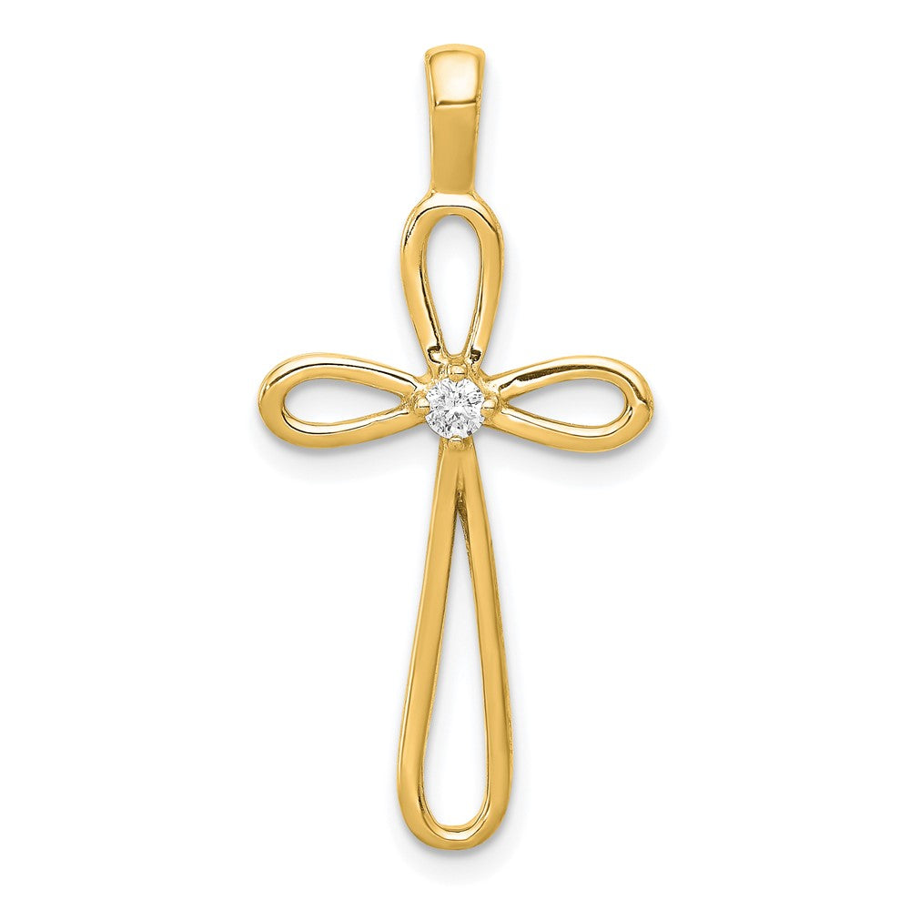 14k AA Diamond Loop Cross Pendant
