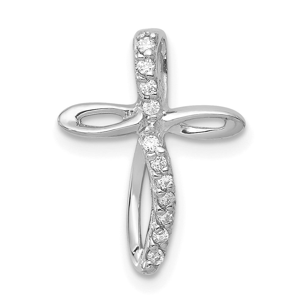 14k White Gold 1!5 carat AA Diamond Cross Chain Slide
