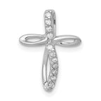 14k White Gold 1!5 carat AA Diamond Cross Chain Slide