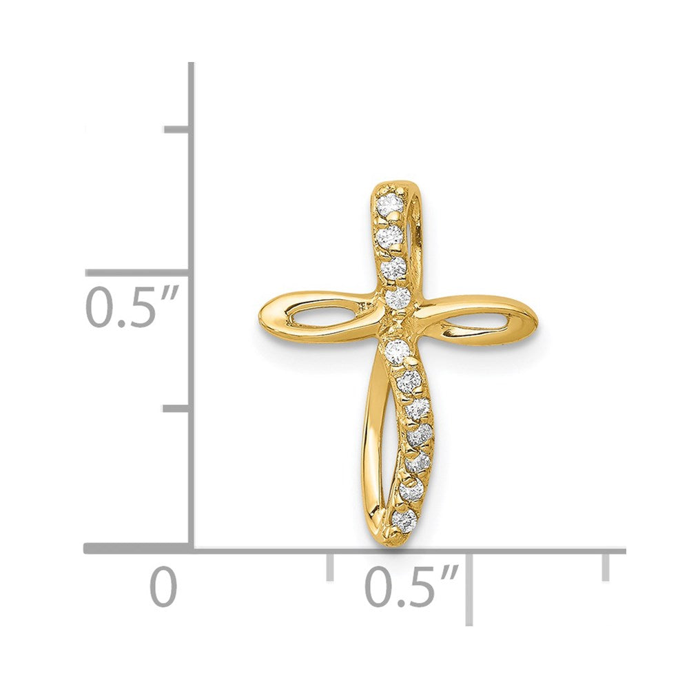 14k 1/15 carat AA Diamond Cross Chain Slide