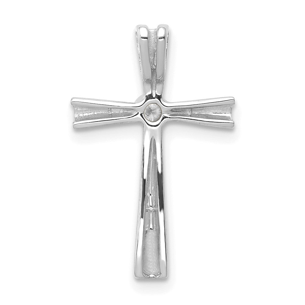 14k White Gold 1/20 carat AA Diamond Cross Chain Slide