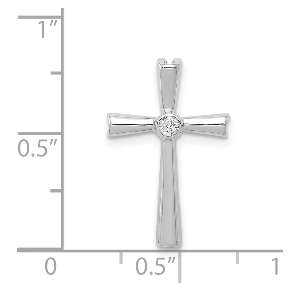 14k White Gold 1/20 carat AA Diamond Cross Chain Slide
