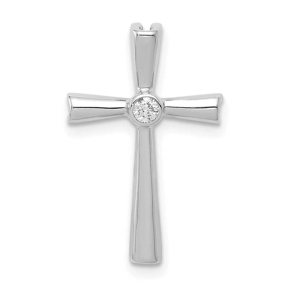 14k White Gold 1/20 carat AA Diamond Cross Chain Slide