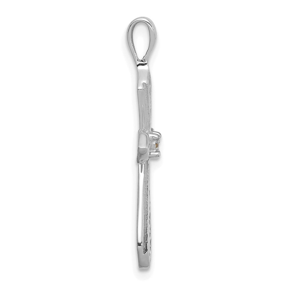 14k White Gold AA Diamond Passion Cross Pendant