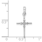 14k White Gold .01 carat Diamond Polished Cross Pendant