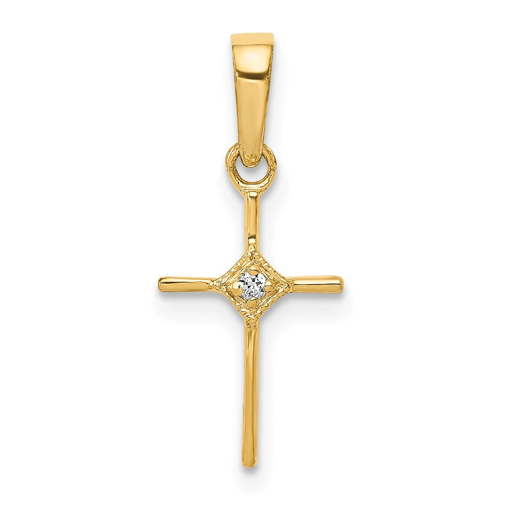 14k Small .01 carat Diamond Cross Pendant