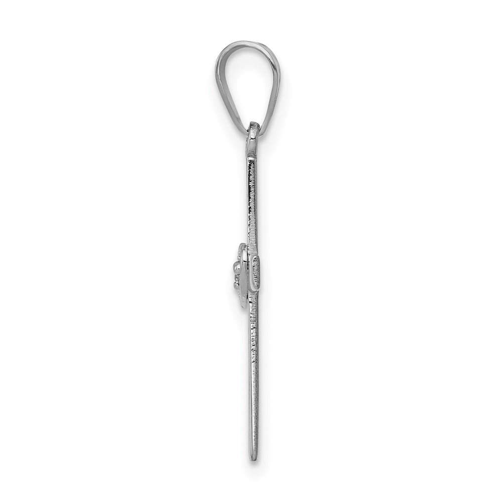 14k White Gold Diamond Heart Cross Pendant
