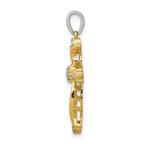 14k Two-Tone 1/20 carat Diamond Cross Pendant