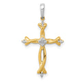 14k Two-Tone 1/20 carat Diamond Cross Pendant
