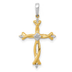 14k Two-Tone 1/20 carat Diamond Cross Pendant