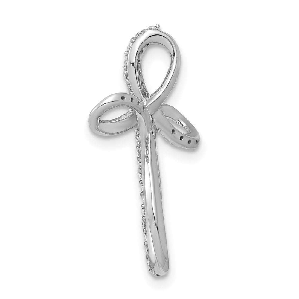 14k White Gold 1/6 carat Diamond Cross Omega Slide