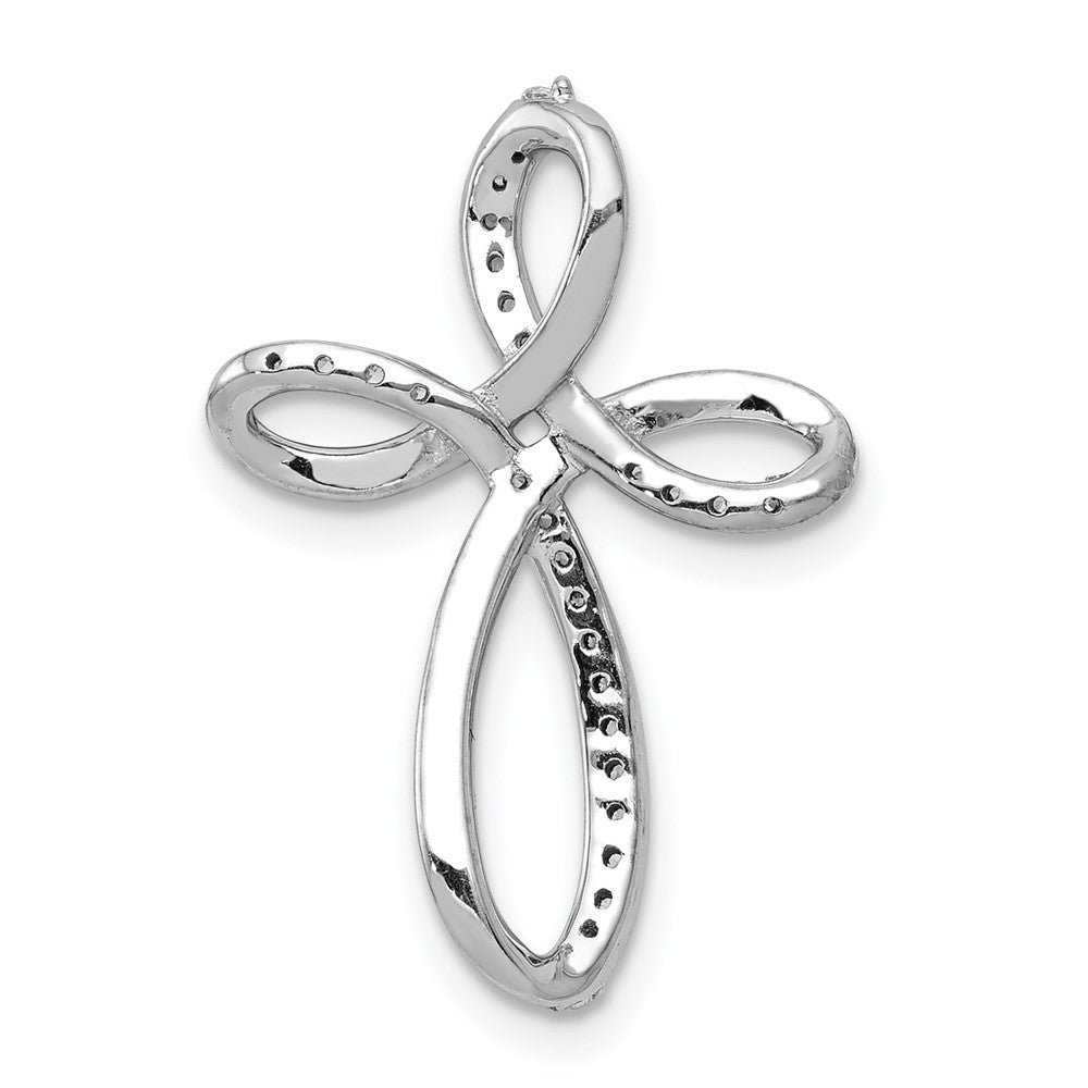 14k White Gold 1/6 carat Diamond Cross Omega Slide