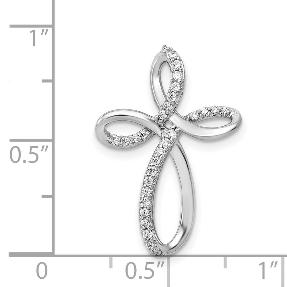 14k White Gold 1/6 carat Diamond Cross Omega Slide
