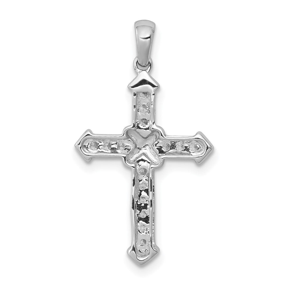 14k White Gold 1/6 carat Lab Grown Diamond VS/SI+ G+ Complete Cross Pendant