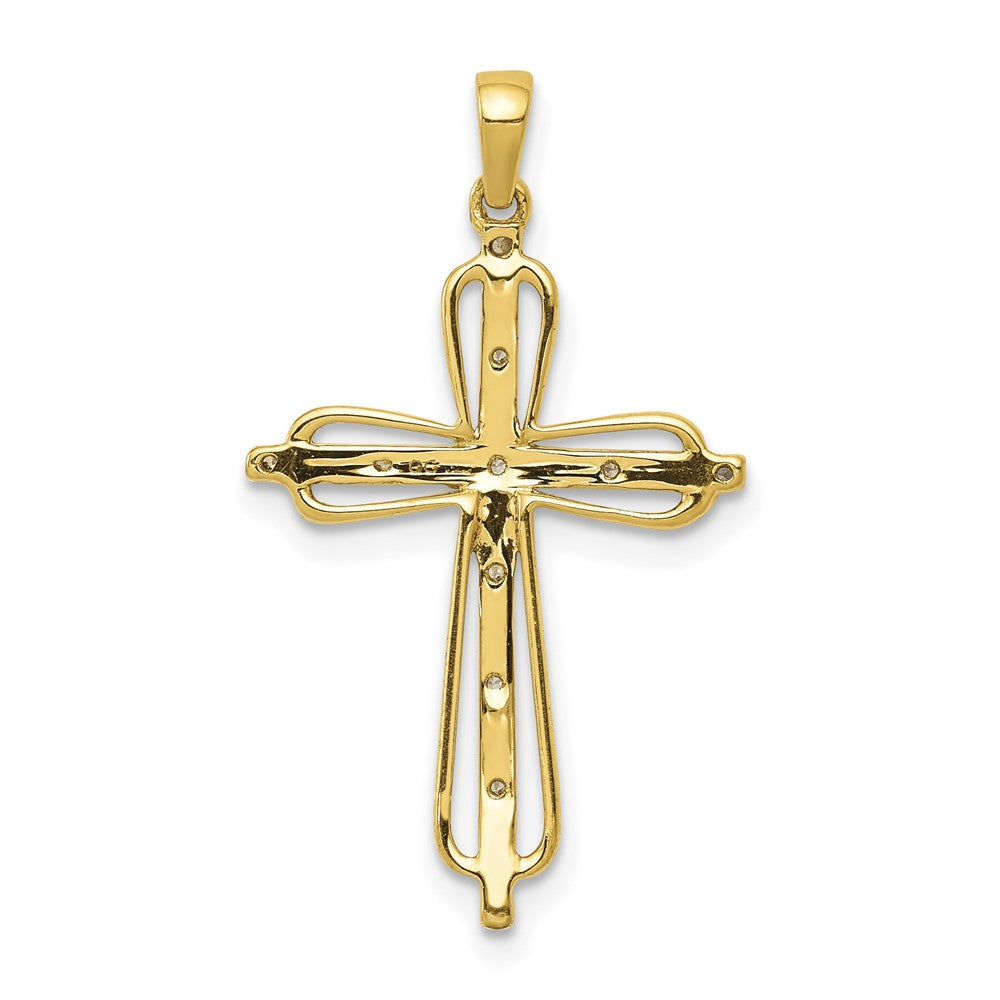 14k and White Rhodium .03 carat Diamond Cross Pendant