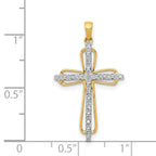 14k and White Rhodium .03 carat Diamond Cross Pendant