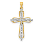 14k and White Rhodium .03 carat Diamond Cross Pendant