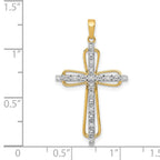 14k and White Rhodium 1/20 carat Diamond Cross Pendant