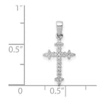 14k White Gold 1/10 carat Diamond Fleur e Lis Cross Pendant