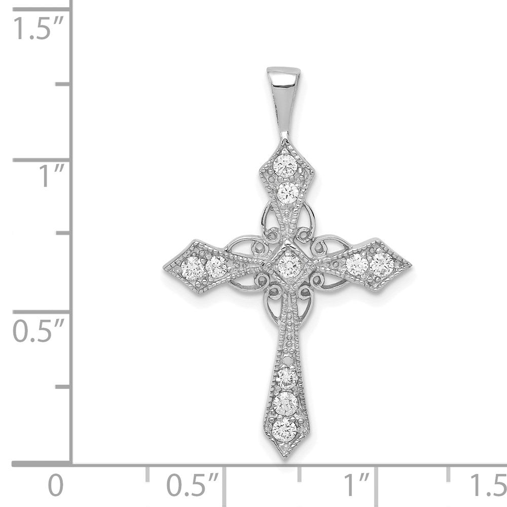 14k White Gold 1/3 carat AA Diamond Passion Cross Pendant