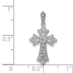 14k White Gold 1/10 carat Diamond Fancy Cross Pendant