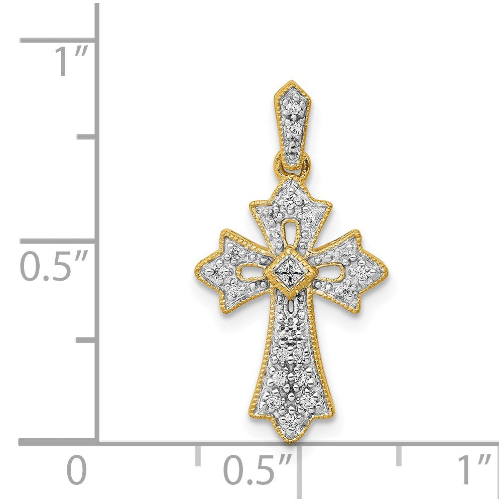14k 1/10 carat Diamond Fancy Cross Pendant