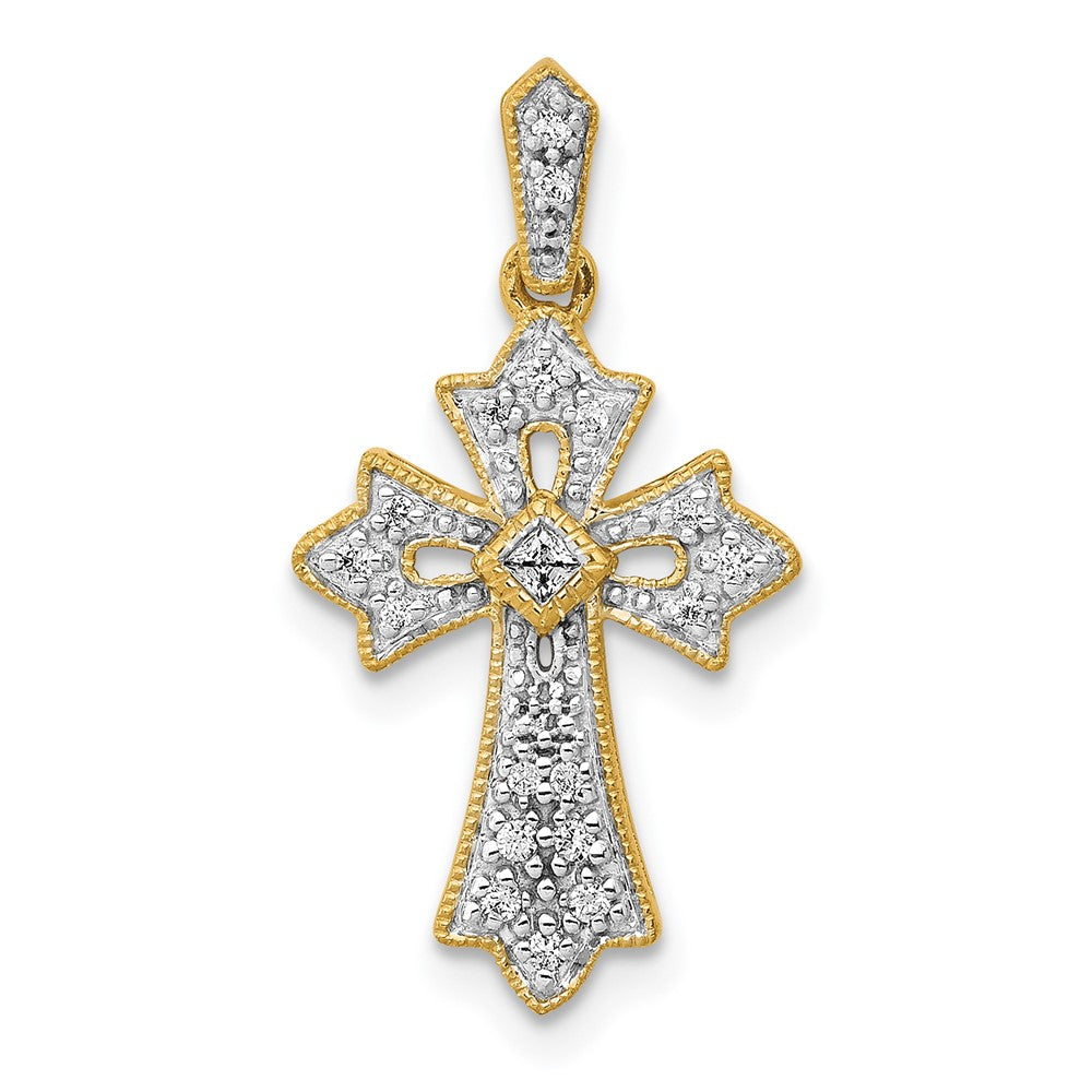 14k 1/10 carat Diamond Fancy Cross Pendant