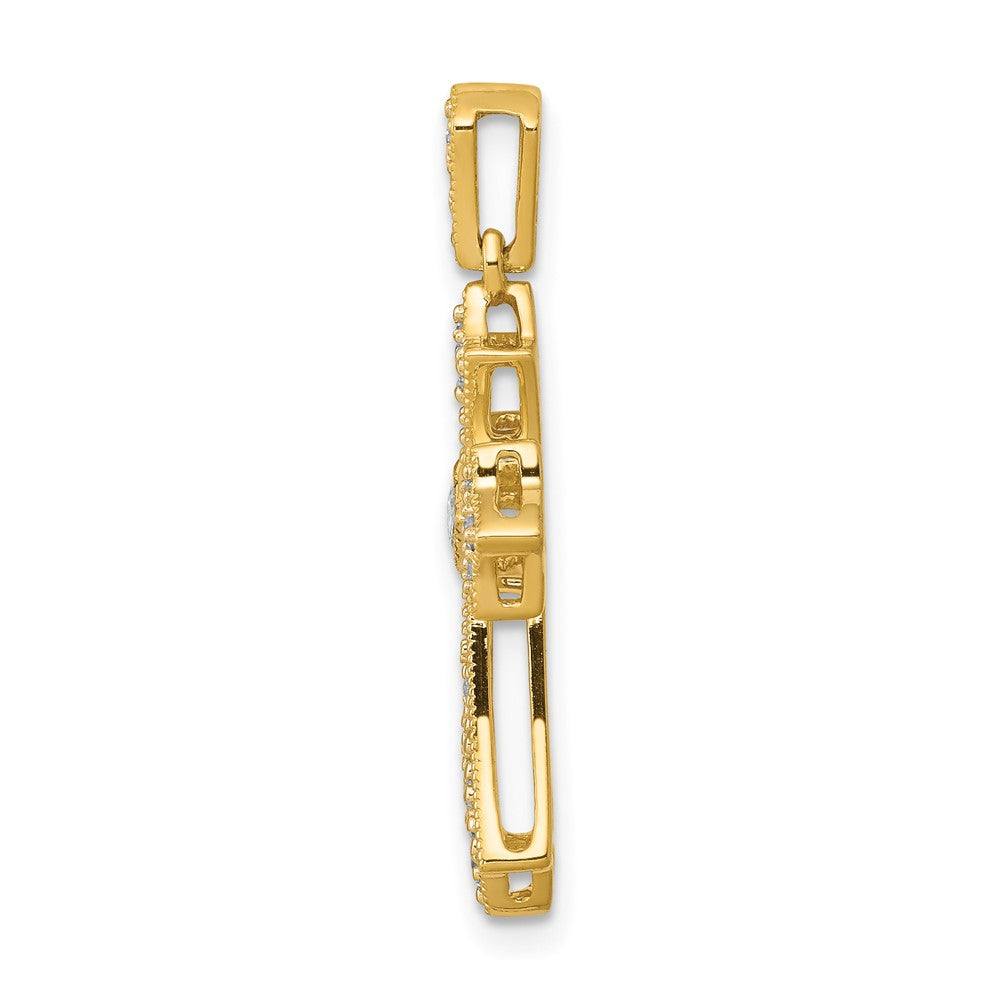 14k  1/6 carat Diamond Fleur de Lis Cross Pendant