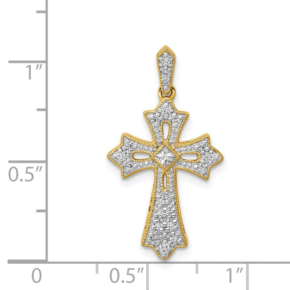 14k  1/6 carat Diamond Fleur de Lis Cross Pendant