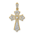 14k  1/6 carat Diamond Fleur de Lis Cross Pendant
