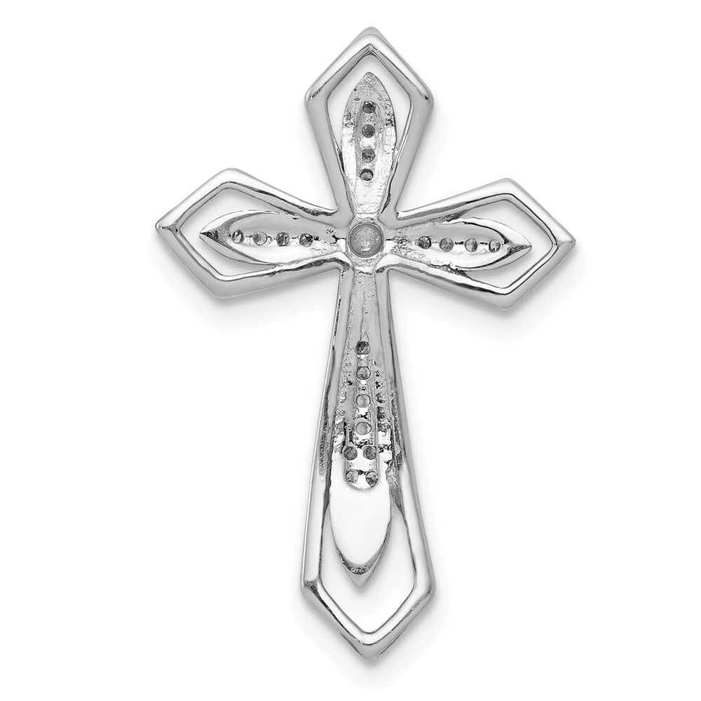 14k White Gold 1/15 carat Diamond Cross Chain Slide