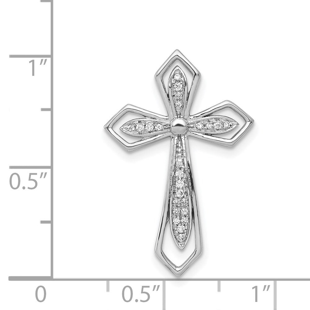 14k White Gold 1/15 carat Diamond Cross Chain Slide
