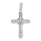 14k White Gold 1/6 carat Diamond Filigree Cross Pendant