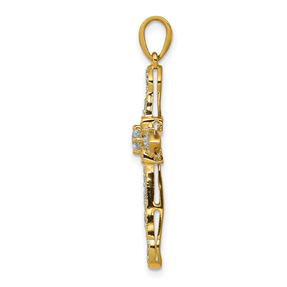 14k 1/3 carat Diamond Filigree Cross Pendant